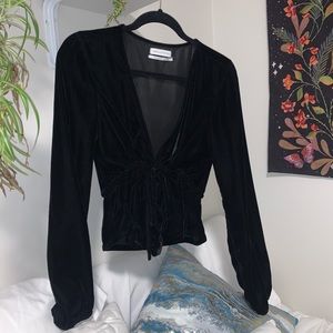 ✨SOLD✨ Velvet Tie Up Blouse